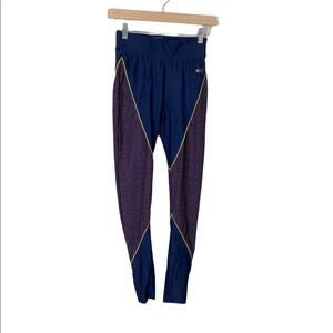 Laain Navy and Red Leopard Print Color Block Leggings Size Small